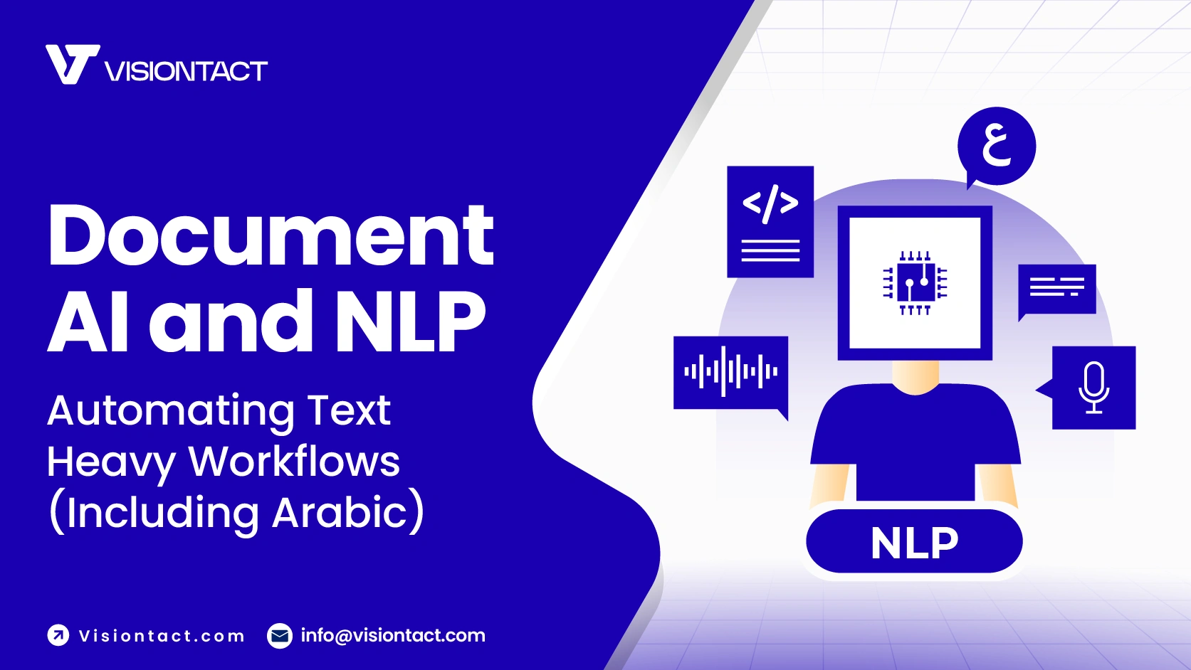 Document AI and NLP processing English and Arabic business documents automatically, extracting data from invoices, contracts, and forms