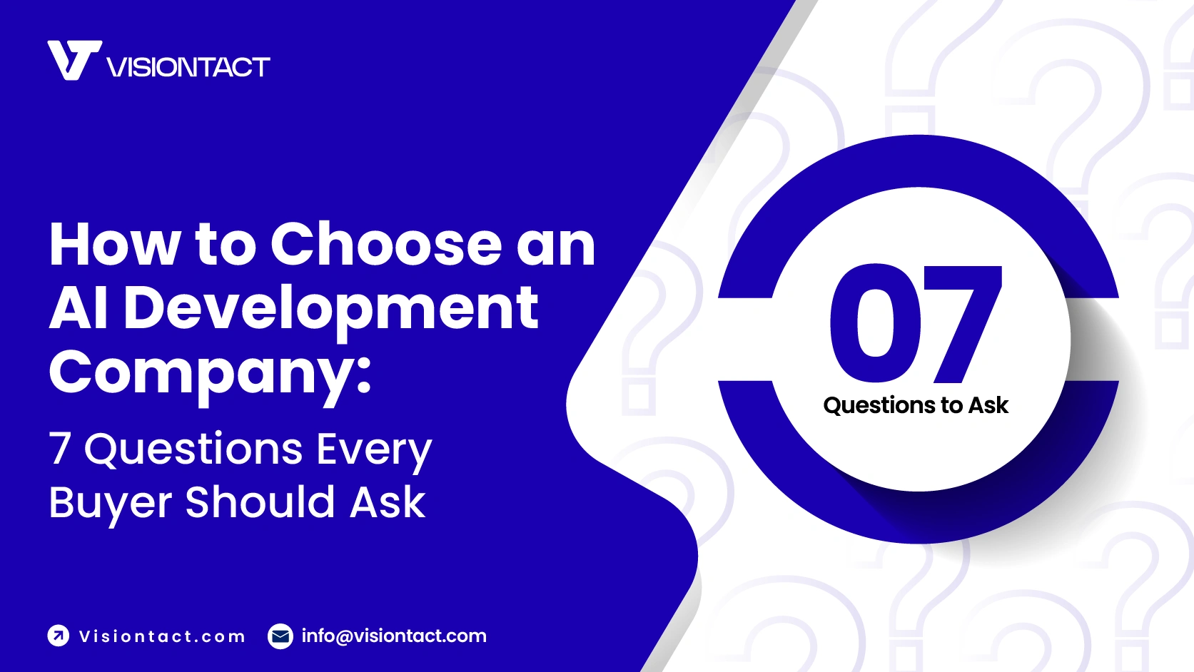 Buyer's guide checklist for choosing an AI development company showing seven evaluation questions for enterprise decision makers